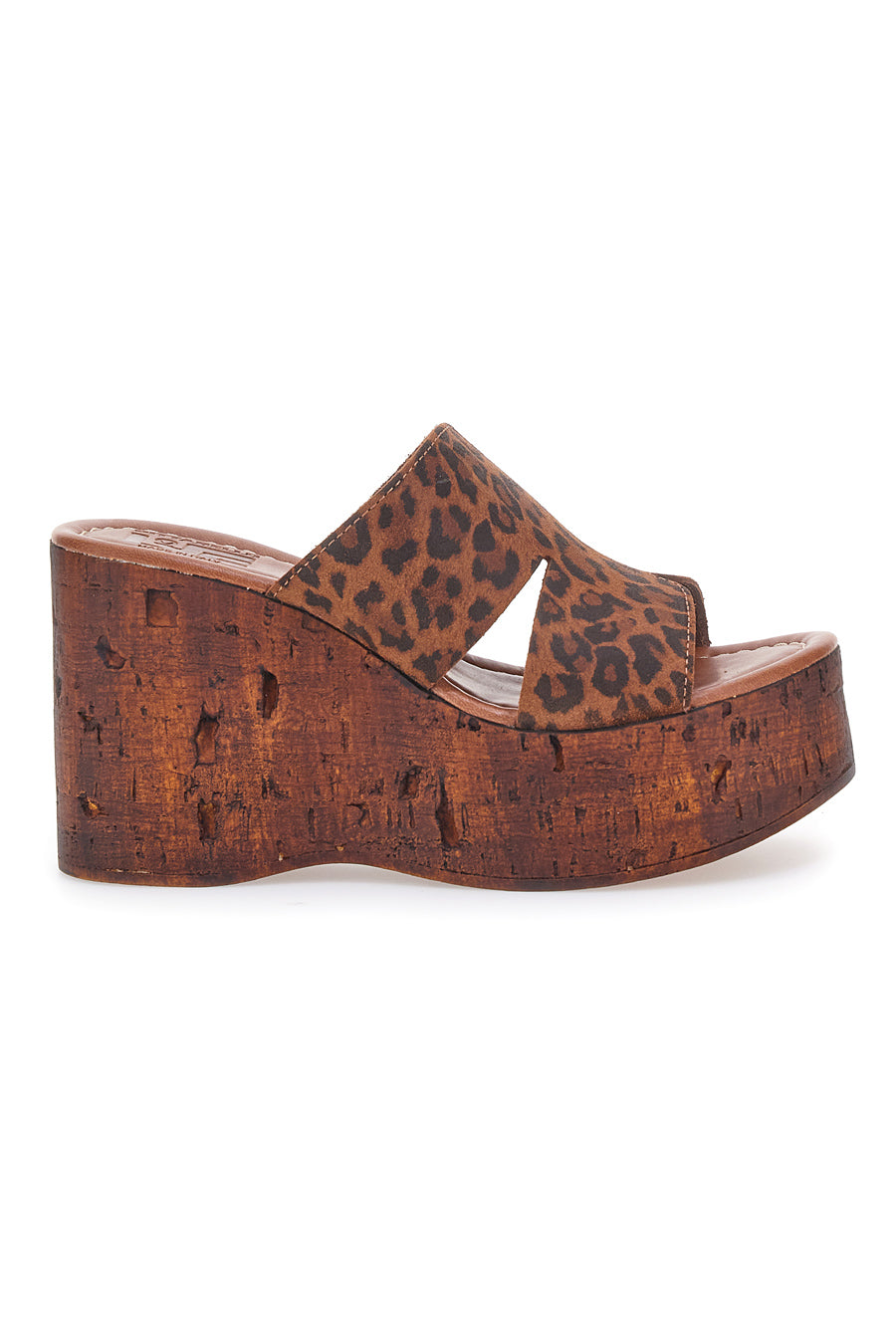 Ciabatte Leopardate Con Zeppa Effetto Legno Made in Italy