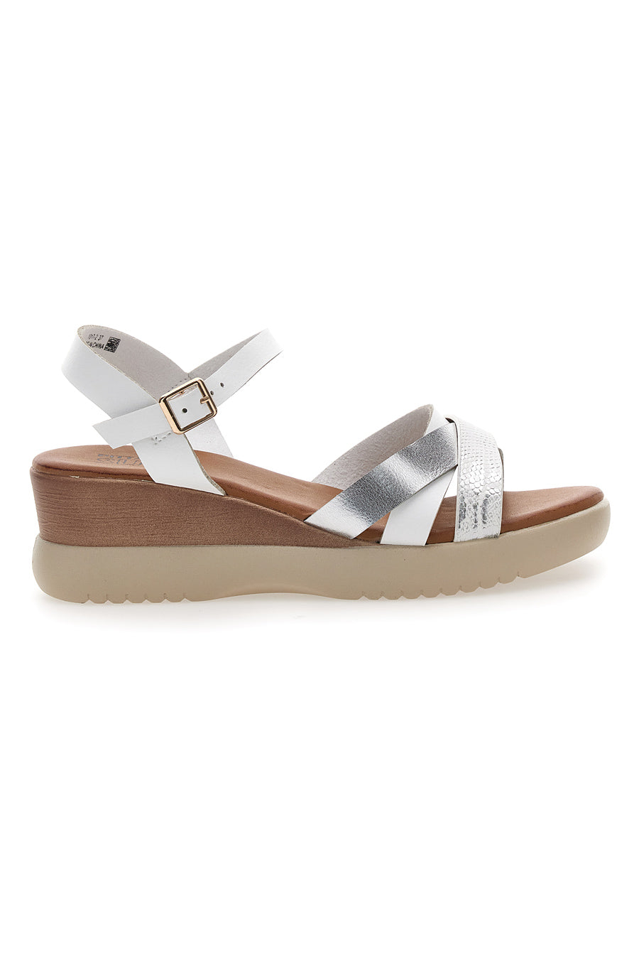 Sandalo Fiorina con zeppa in rafia arancione con cinturino in pelle