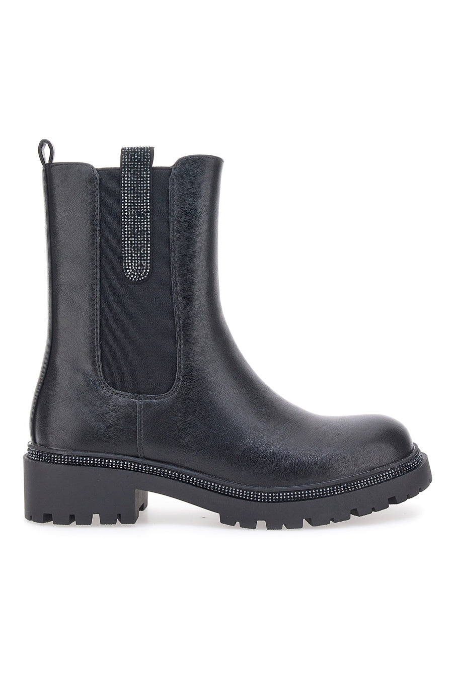 Stivale Donna Nero Mezzo Gambale Chelsea Beatles Con Elastico E Zip Fibbia Oro Moda Trendy Gomma Alta Stivale Donna Nero Mezzo Gambale Chelsea Beatles Con Elastico E Zip Fibbia Oro Moda Trendy Gomma Alta