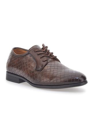 Braune Schnürschuhe mit gewebter Textur Longford 208510