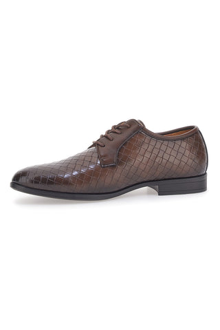 Braune Schnürschuhe mit gewebter Textur Longford 208510
