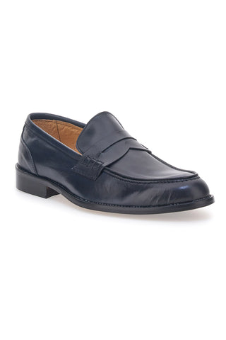 Mocassini Blu in Vera Pelle Pittarello 77109
