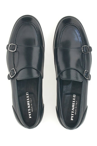 Schwarze Mokassins aus echtem Leder, hergestellt in Italien, Pittarello 2371