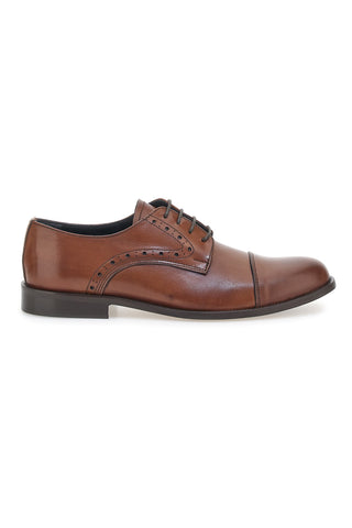 Braune Schnürschuhe aus echtem Leder, hergestellt in Italien, Pittarello 7715
