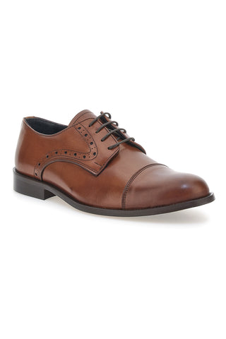 Braune Schnürschuhe aus echtem Leder, hergestellt in Italien, Pittarello 7715