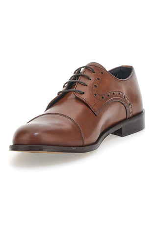 Braune Schnürschuhe aus echtem Leder, hergestellt in Italien, Pittarello 7715
