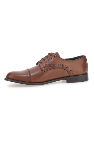 Braune Schnürschuhe aus echtem Leder, hergestellt in Italien, Pittarello 7715