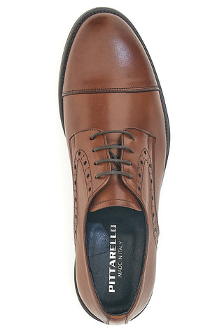 Braune Schnürschuhe aus echtem Leder, hergestellt in Italien, Pittarello 7715