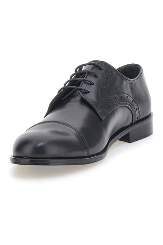 Schwarze Schnürschuhe aus echtem Leder, hergestellt in Italien, Pittarello 7715