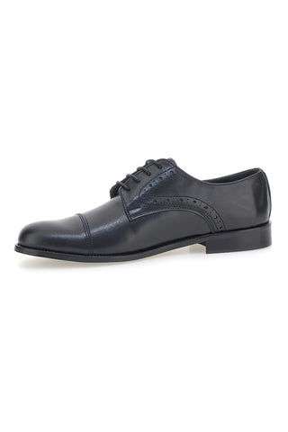Schwarze Schnürschuhe aus echtem Leder, hergestellt in Italien, Pittarello 7715