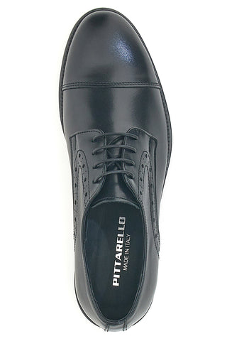 Schwarze Schnürschuhe aus echtem Leder, hergestellt in Italien, Pittarello 7715