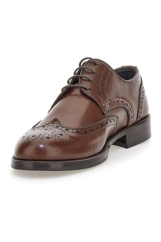 Scarpe eleganti marroni in pelle con forature decorative Pittarello 7710