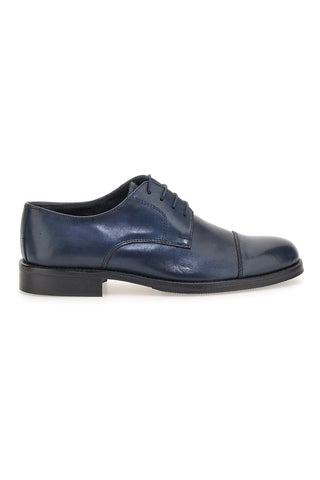 Pittarello 7705 blaue Lederschuhe mit Ziernähten