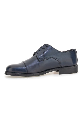 Scarpe eleganti blu in pelle con cuciture decorative Pittarello 7705
