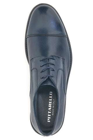 Scarpe eleganti blu in pelle con cuciture decorative Pittarello 7705
