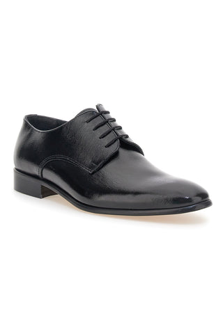 Scarpe stringate nere in vera pelle Made in Italy con suola in cuoio Pittarello 1720