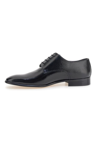 Scarpe stringate nere in vera pelle Made in Italy con suola in cuoio Pittarello 1720