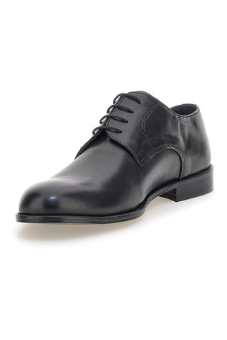 Scarpe stringate nere in pelle con suola in cuoio made in Italy Pittarello 7720