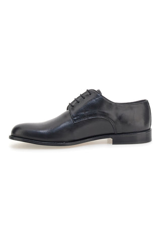 Scarpe stringate nere in pelle con suola in cuoio made in Italy Pittarello 7720