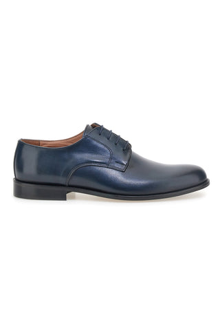 Scarpe stringate blu in pelle con suola in cuoio made in Italy Pittarello 7720