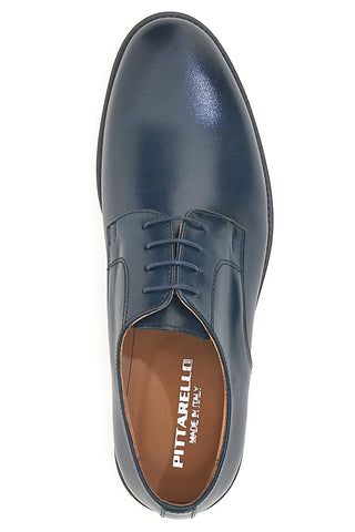 Blaue Schnürschuhe aus Leder mit Ledersohle, hergestellt in Italien, Pittarello 7720