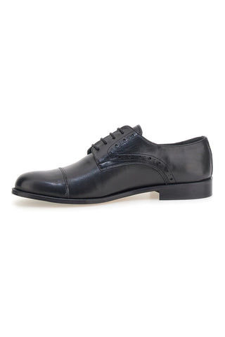Scarpe stringate nere in pelle con suola in cuoio made in Italy Pittarello 7715