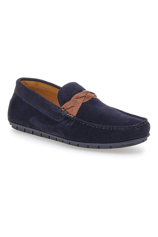 Blauer Mokassin mit Zopf Pittarello 7307