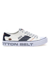 Low Cotton Belt Adrian SS-Sneaker aus weißem und blauem Canvas