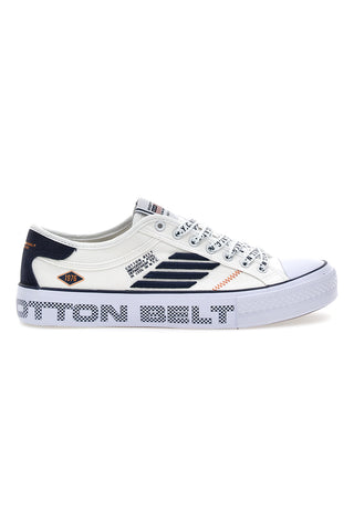 Low Cotton Belt Adrian SS-Sneaker aus weißem und blauem Canvas