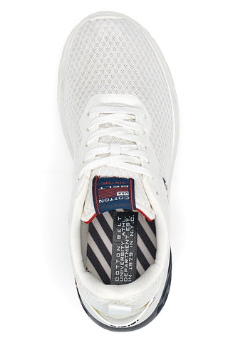 Weiße Ketch-Sneaker aus Baumwolle mit Gürtel