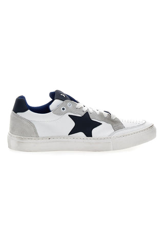 Sneakers bassa in pelle Pittarello Plus 44 Bianca e blu