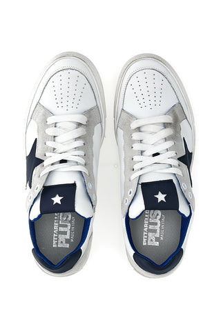Sneakers bassa in pelle Pittarello Plus 44 Bianca e blu