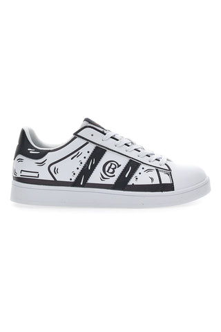 Sneakers Cotton Belt Backyard Prints Bianche e Nere