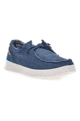 Slip-on Baumwollgürtel Wally Leinen Mokassin Blau