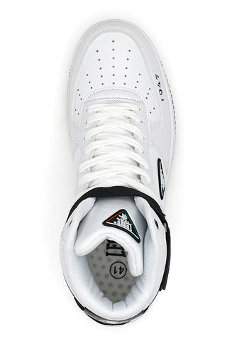 Leone 47 Mid-Cut-Sneaker in Weiß und Schwarz