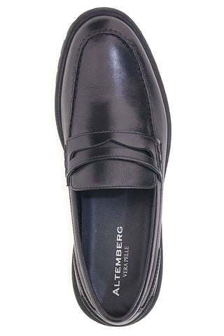 Schwarzer Mokassin aus echtem Leder Altemberg 23111