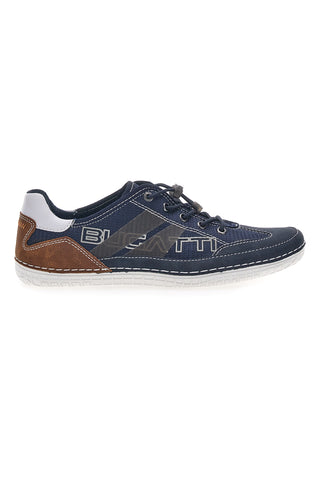 Blaue Turnschuhe mit seitlichem Bugatti-Logo 321AFF02