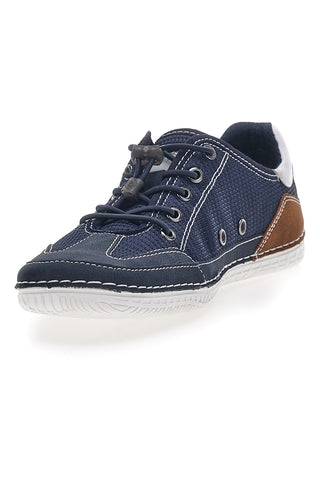 Blaue Turnschuhe mit seitlichem Bugatti-Logo 321AFF02