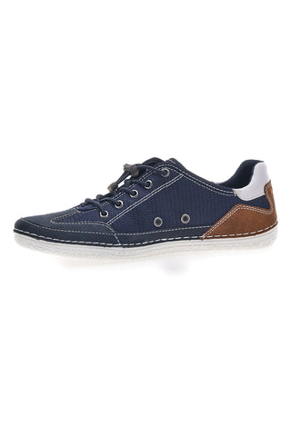 Blaue Turnschuhe mit seitlichem Bugatti-Logo 321AFF02