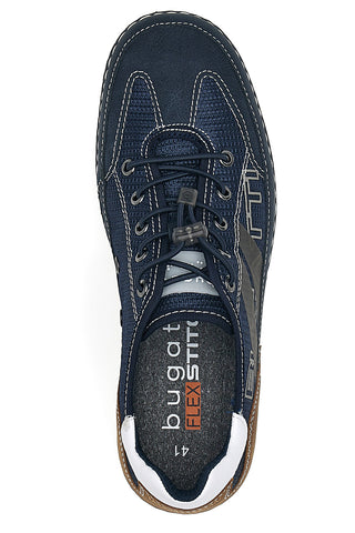 Blaue Turnschuhe mit seitlichem Bugatti-Logo 321AFF02