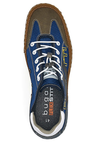 Blaue Turnschuhe mit seitlichem Bugatti-Logo 321AFF02