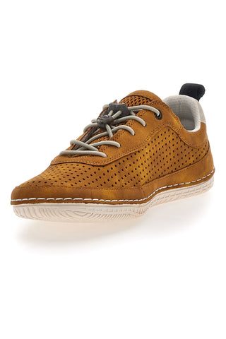 Ockerfarbene Schnürschuhe mit seitlichem Bugatti-Logo 341AFF07