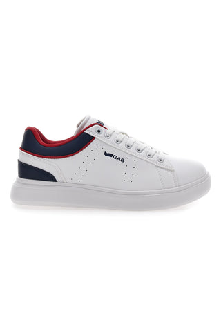 Weiße Turnschuhe mit Gas Steve-Schnürsenkeln
