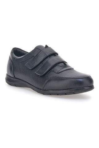 Schwarze Schnürschuhe aus echtem Leder mit doppeltem Riemen Max Dillan 458