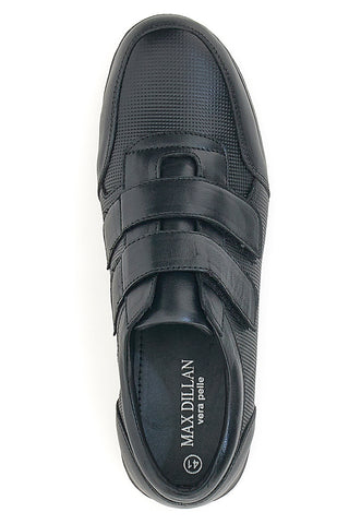 Schwarze Schnürschuhe aus echtem Leder mit doppeltem Riemen Max Dillan 458