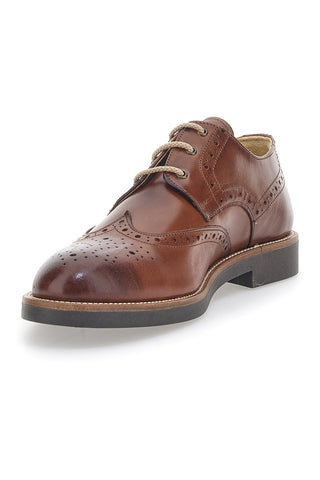Scarpe Stringate Marroni Con Ricamo All'Inglese Pittarello 8023