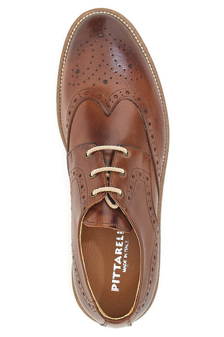 Scarpe Stringate Marroni Con Ricamo All'Inglese Pittarello 8023