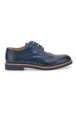 Blaue Schnürschuhe mit englischer Stickerei Pittarello 8023