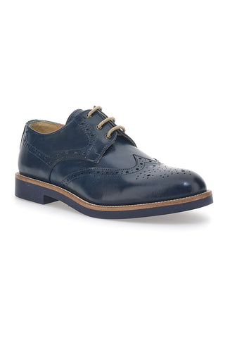 Scarpe Stringate Blu Con Ricamo All'Inglese Pittarello 8023