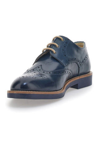 Blaue Schnürschuhe mit englischer Stickerei Pittarello 8023